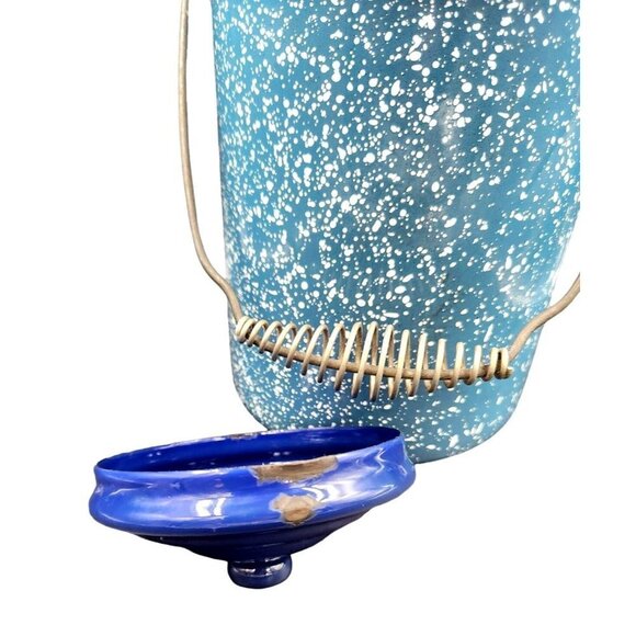 Vintage Blue Enamelware Graniteware Cream Milk Can, Perfect Canister Size - Picture 5 of 12